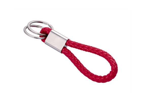 10mm PU Braided Leather Key Chains Debossing Logo Car Key Ring Holder