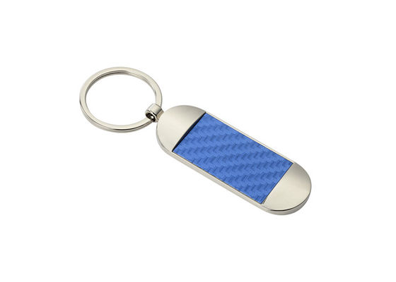 Ellipse Texture PU Leather Key Chains Holder Blue Souvenir Promotion