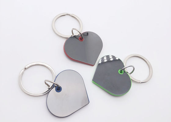 Iron Key Ring Heart Shape 4.2mm Nickel Plating Metal Plastic Key Chain