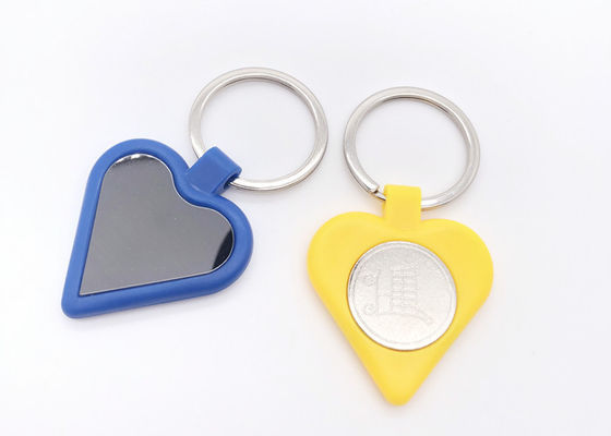 Plastic Nickel Plated Cute Metal Keychain 35mm Heart Shape Key Ring