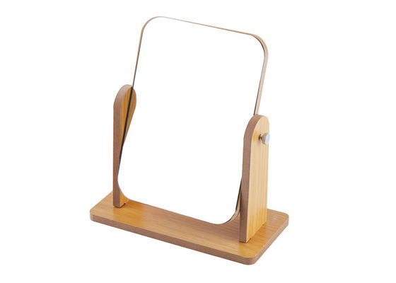 Rotatable Rectangular Cosmetic Table Mirror Beech Wooden Desktop Mirror 9 X 24cm