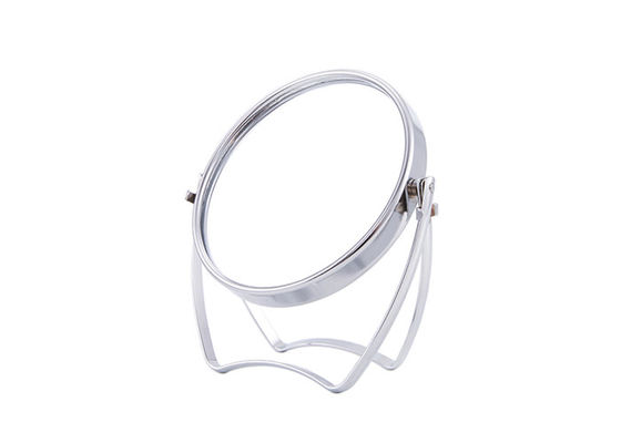 Silver Round Mirror For Makeup Rotatable Double Sided Mirror Glass Angle