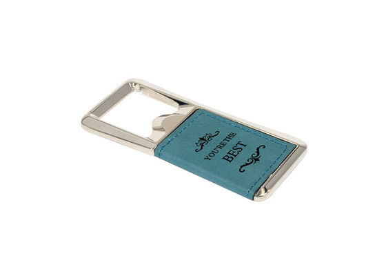 Rectangle PU Leather Keychain Bottle Opener Laser Engraved Hot Stamping