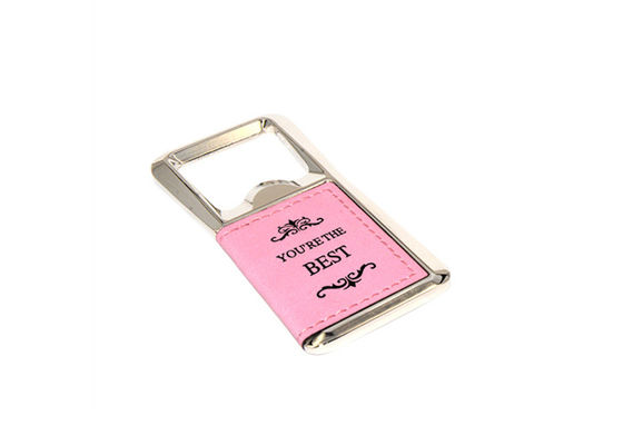 Rectangle PU Leather Keychain Bottle Opener Laser Engraved Hot Stamping
