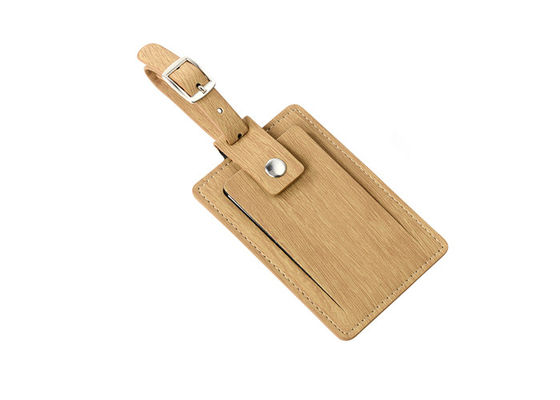 Wood Grain Travel Luggage Tag Personalized Genuine Leather PU
