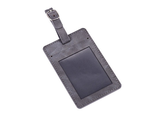 Grey Genuine Leather Tag Rectangle Pu Leather Luggage Tag Souvenir Gift