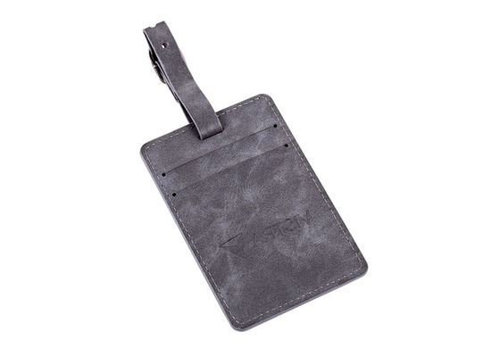 Grey Genuine Leather Tag Rectangle Pu Leather Luggage Tag Souvenir Gift