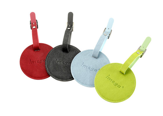 PU Round Travel Luggage Tag With Buckle Strap Advertising Gift