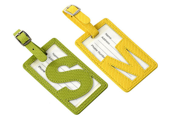 Green Travel Color Luggage Tag Pu Leather Hollow Pattern Tag