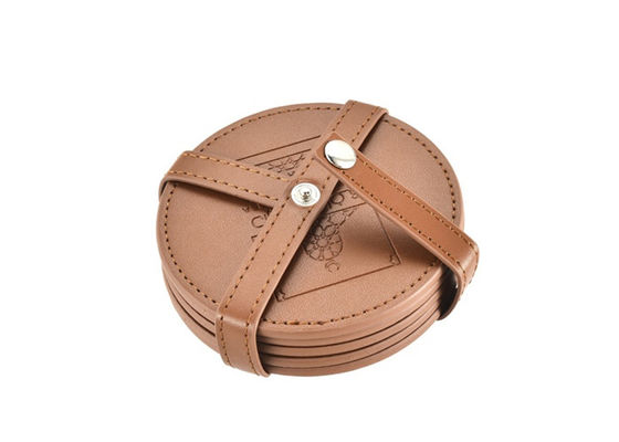 Imega Glass Round Drink Coasters Velvet Leather Tea Coaster