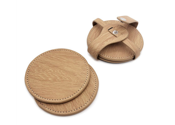 Imega Glass Round Drink Coasters Velvet Leather Tea Coaster