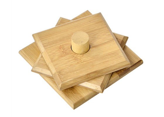 Square Cup Bamboo Drink Coasters Set Customized Souvenir Gift