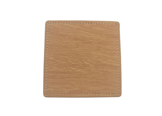 One Side PU Square Drink Coasters Set Velvet Glass Cup Coasters Debossing