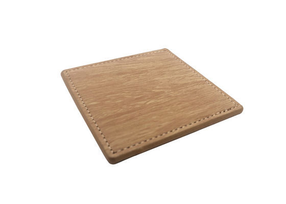 Cup Glasses Square Leather Coasters Wood PU Leather Drink Coasters