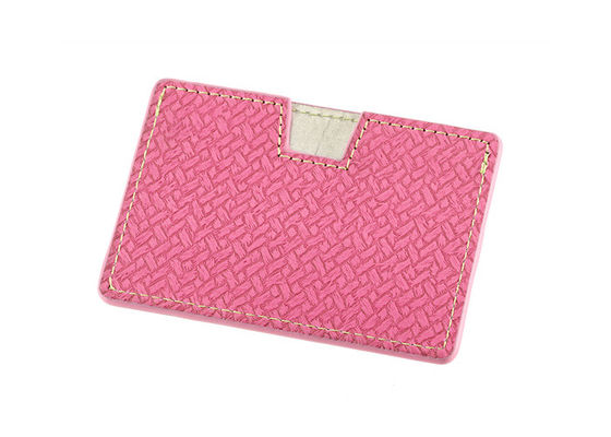 Rectangle Credit Card Organizer Wallet PU Leather Weave Wallet Debossing Logo