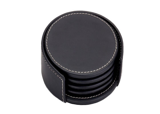 10x 4cm Round Leather Coasters Customized Cup Black Drink Coasters