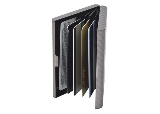 Carbon Fibre Credit Card Organizer Wallet RFID Blocking Leather Aluminum