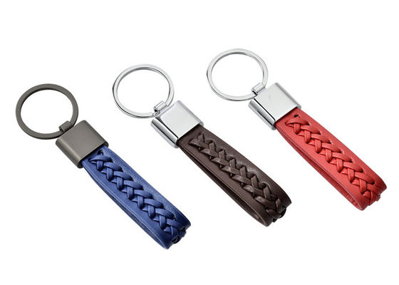 Zinc Alloy PU Leather Key Chains Woven Lanyard Braided Rope Keychain