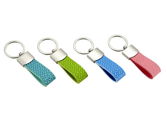 Weave Texture PU Leather Key Chains Customized Logo Multifunction Key Holder
