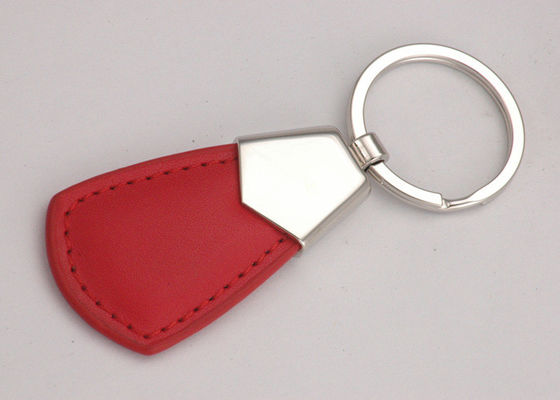 Red Color PU Leather Key Chains Blue Personalized Custom Printing Logo