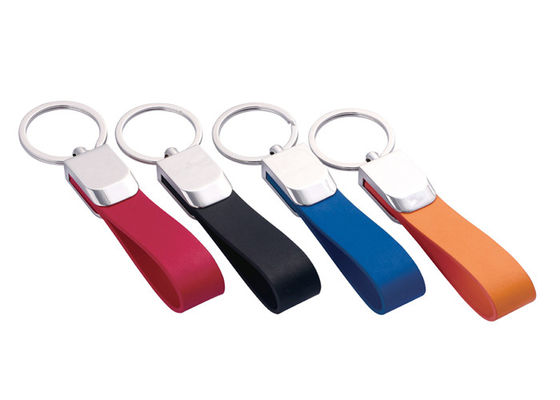 Zinc Alloy Mini Key Holder PU Leather Strap Key Chains Custom Keyring