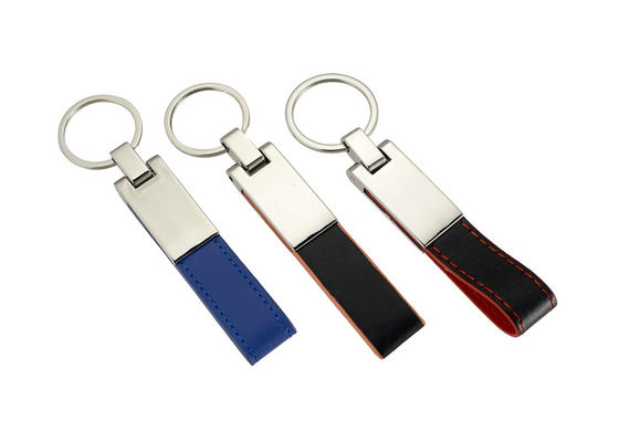 Personalized PU Leather Key Chains Zinc Alloy Car Key Holder With Leather Strap