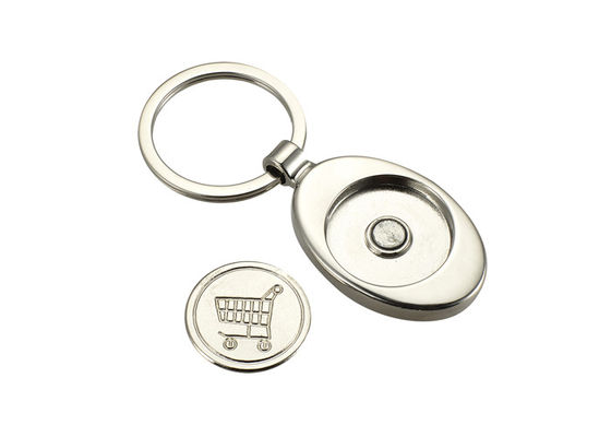 Ellipse Trolley Token Shopping Car Coin Metal Keychain Holder Keyring