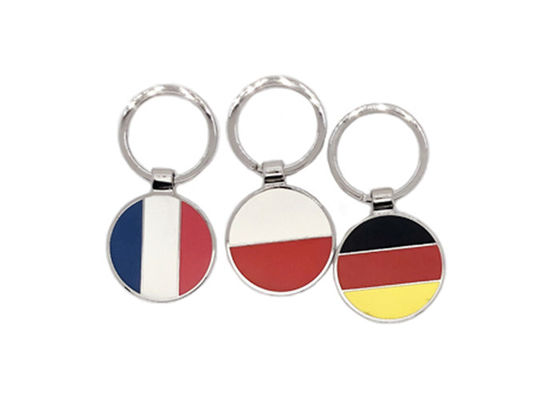 Good price National Flag Round Metal Keychain Laser Engraving UV Printing Logo online