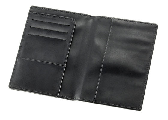 Good price 17g Cross Pattern Travel Passport Holder Custom Logo Black PU Leather 106mm online
