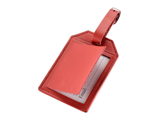 Good price 105mm Rectangle PU Leather Travel Suitcase Tags unique luggage With Buckle Strap 12g online