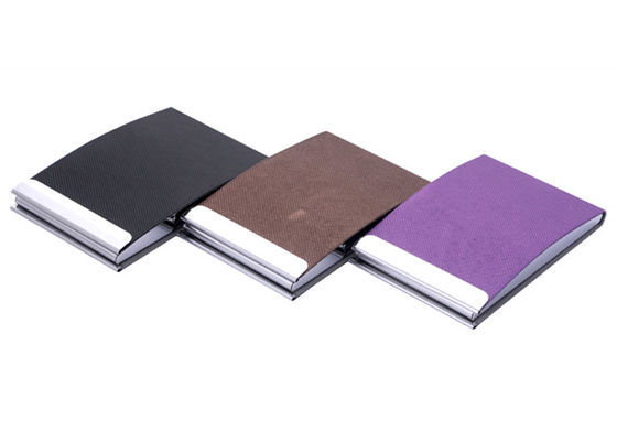 Good price Leather Magnetic Name Card Holder Metal Custom Logo PU Card Case online