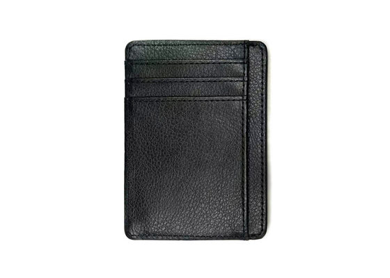 Good price Rectangle Leather 97mm Black Credit Card Organizer Wallet Custom Logo Card Holder 20g online