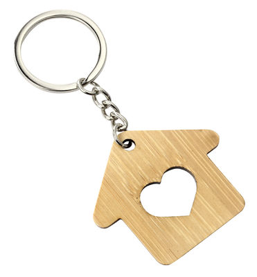 Good price Natural Wooden House Keychain Ring Metal Pendant Bag Gift online