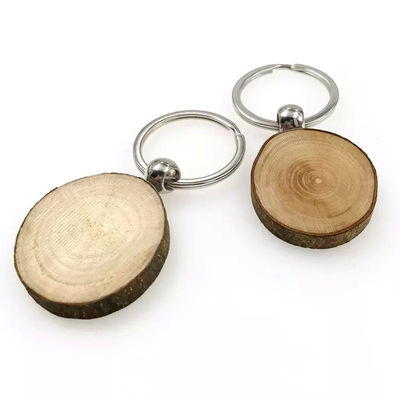 Good price Handcrafted Simple Round Wood Keychain Engraving Natural Eco Friendly And Rustic online