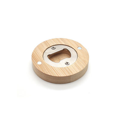 Good price Magnetic Bamboo Metal Bottle Opener - Round Wooden Fridge Magnet online
