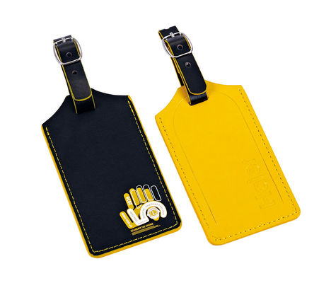 Good price Rectangle PU / Aluminum Luggage Tag Custom Print Fits Different Bags with Secure Buckle Strap online