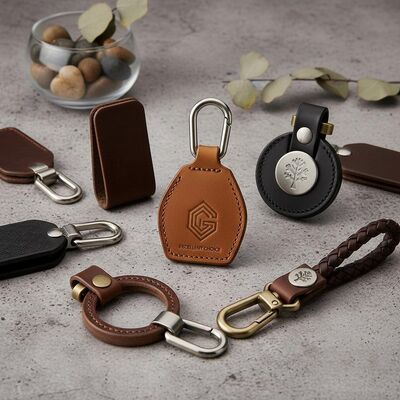 quality Durable Leather Key Fobs Keychain Excellent Choice for Corporate Gifts Giveaways and Custom Logo Applications factory