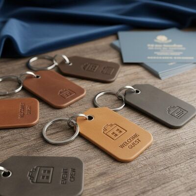 quality Keychain Holder Leather Key Tags Personalized Leather Key Tags Suitable for Hospitality Industry and Event Planners factory