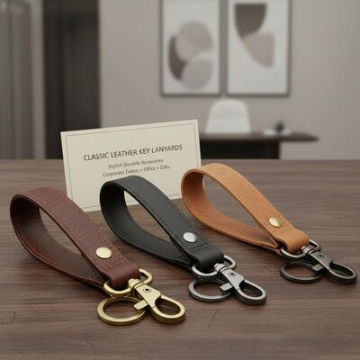 quality Classic Leather Key Lanyards Stylish Durable Accessories Suitable for Corporate Events Office and Gifts factory