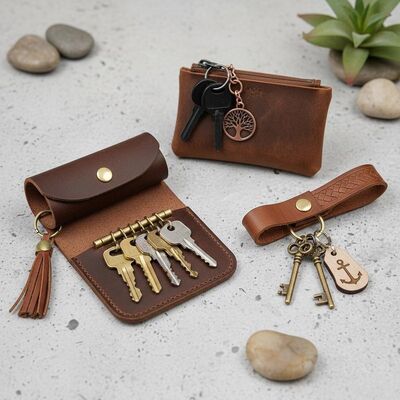 quality Brown Leather Key Holders Featuring Keys Organization and Decoration Capabilities for Everyday Key Management factory