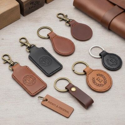 quality Keychain Leather Key Chains Featuring Laser Engraving Logo Customization Choose Engraving Or Embossing Perfect for Events and Personal factory