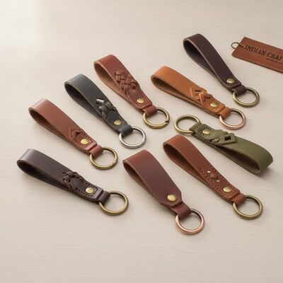 quality Keys Organization And Decoration Leather Key Chains Split Ring Closure Type Indian Made Stylish and Functional Key Holders factory