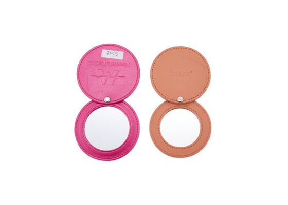 Good price 35g Single Side Rotatable Cosmetic Pocket Mirror PU Leather For Promotion online