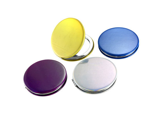 quality Jelly Color PU Portable Makeup Mirror Round Ladies Handbag Mirrors Foldable factory