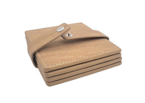Good price One Side PU Square Drink Coasters Set Velvet Glass Cup Coasters Debossing online