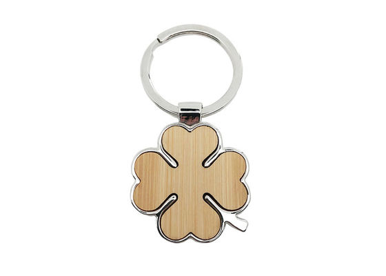 Good price Four Leaf Clover Cute Metal Keychain Metal Bamboo Eco Friendly Keyring online