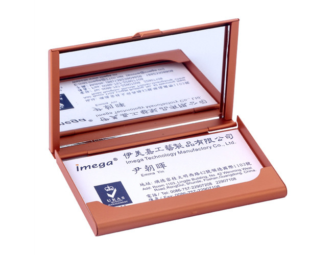 Aluminum Name Card Holder Rectangle Mirror Customized Card Case